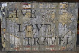 Live Love Travel Canvas Wall Art Picture RRP £60 (10871) (Public Viewing and Appraisals Available)