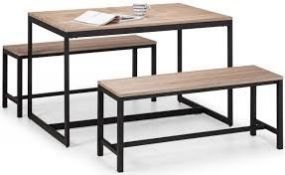 Complete Tribeca Dining Table Complete With 2 Wooden Benches RRP £290 (15754) (Public Viewing and
