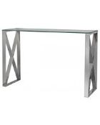Boxed Home Cinc Glass Console Table With Metal Legs RRP £150 (15872) (Public Viewing and