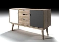 Boxed Scandi 2 Door 3 Draw oak Sideboard RRP £200 (15754) (Public Viewing and Appraisals Available)