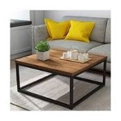 Boxed Cherry Tree Walnut and Matt Black Square Coffee Table RRP 90 (15872) (Public Viewing and