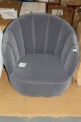 Steel Blue Fabric Tub Chair RRP £190 (16014)(No Legs) (Public Viewing and Appraisals Available)