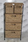 Boxed Kare Natural Interiors 5 Draw Wicker Storage Draw Set RRP £80 (16049) (Public Viewing and