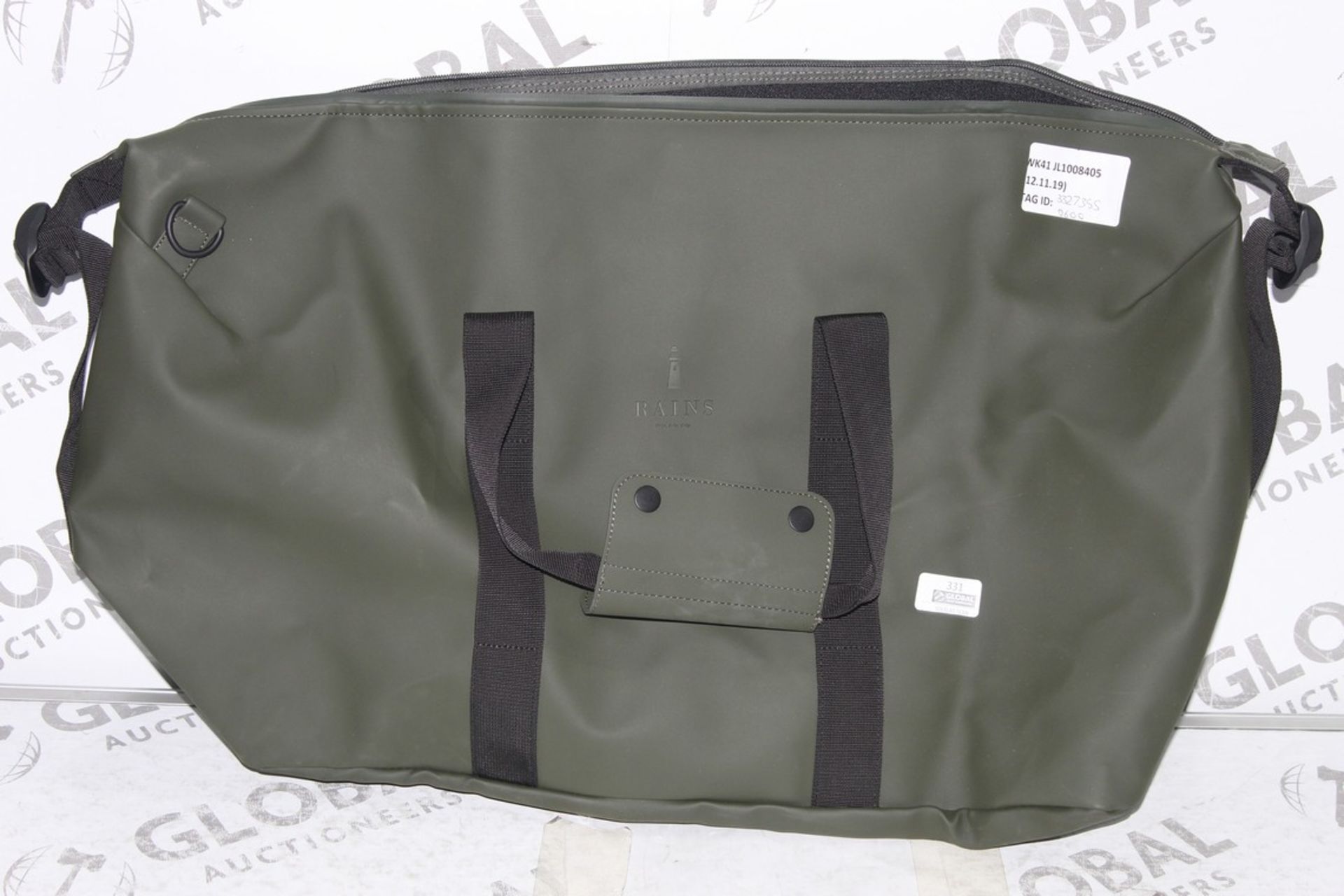 Rains Khaki Green Weatherproof Duffel Bag RRP £60 (3327355) (Public Viewing and Appraisals