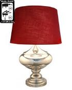 Boxed Greenmount 69cm Silver Finish Base Fabric Shade Table Lamp RRP £170 (16049) (Public Viewing