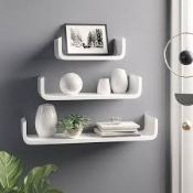 Cresthaven 3 Piece Gloss White Floating Shelf Wall Kit RRP £50 (16049) (Public Viewing and