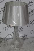 Deliah Glass Base Fabric Shade Table Lamp RRP £60 (16049) (Public Viewing and Appraisals Available)