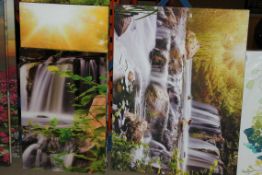 Sunset Beyond the Lazy River Tryptic Canvas Wall Art Picture RRP £80 (13804) (Public Viewing and