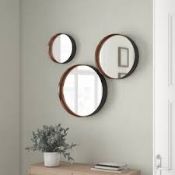 Boxed Set of 3 Shauna Small Medium and Large Circular Wall Hanging Mirrors RRP £160 (Public