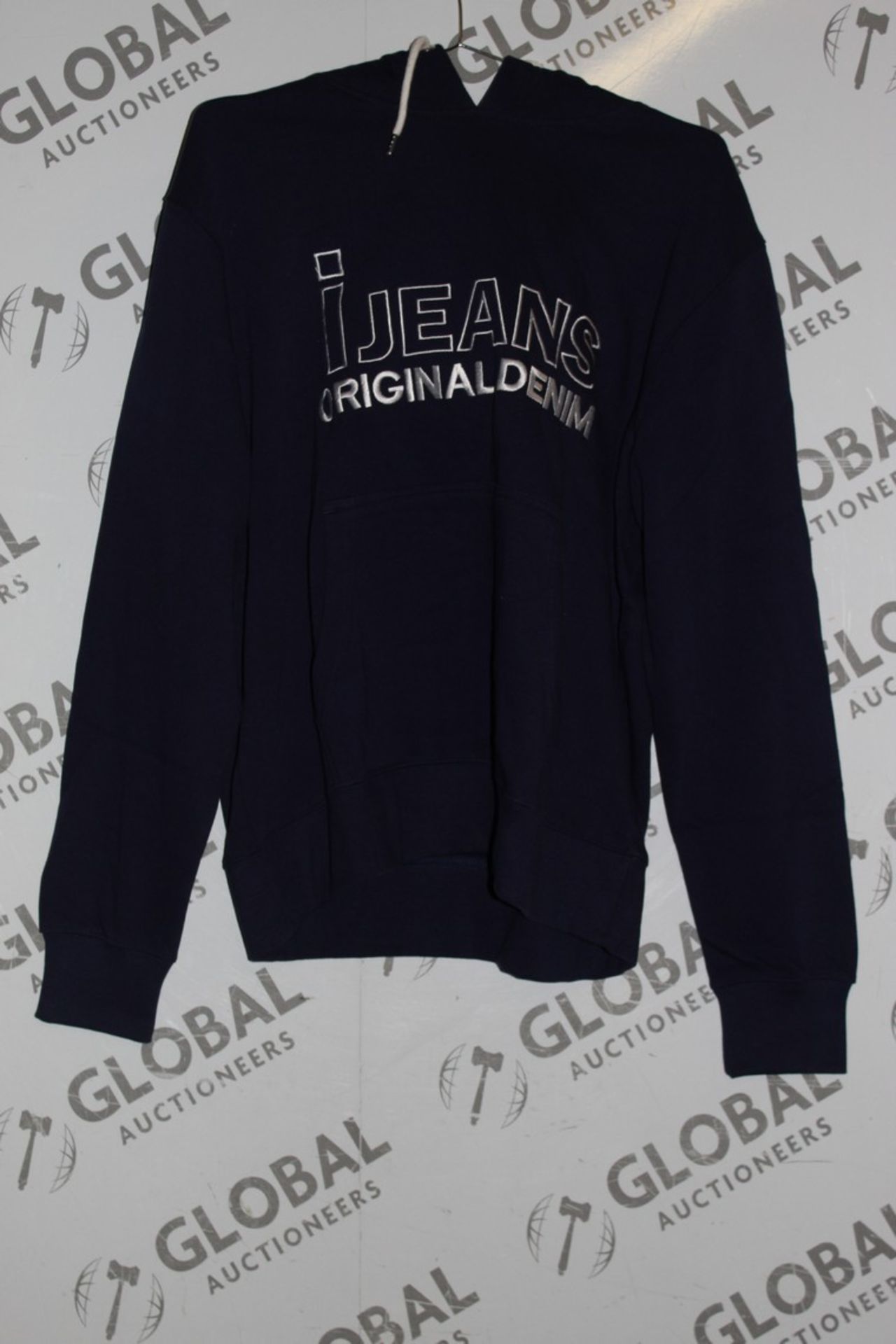 Lot to Contain 13 Brand New Ijeans Original Denim Navy Blue Unisex Hooded Tops RRP £25.99 Each