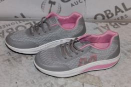 Lot to Contain 5 Brand New Pairs of Grey White and Pink M Sports Ladies Wedge Running Shoes