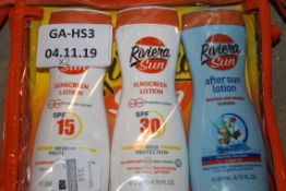 Lot to Contain 2 Brand New Rivera Sun SPF30 and SPF15 Sun Tan Lotion and Aftersun Triple Packs