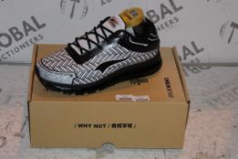 Boxed Pair of White and Black Detail Walk on Air One Mix Designer Trainer EU43