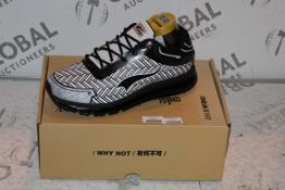 Boxed Pair of White and Black Detail Walk on Air One Mix Designer Trainer EU43