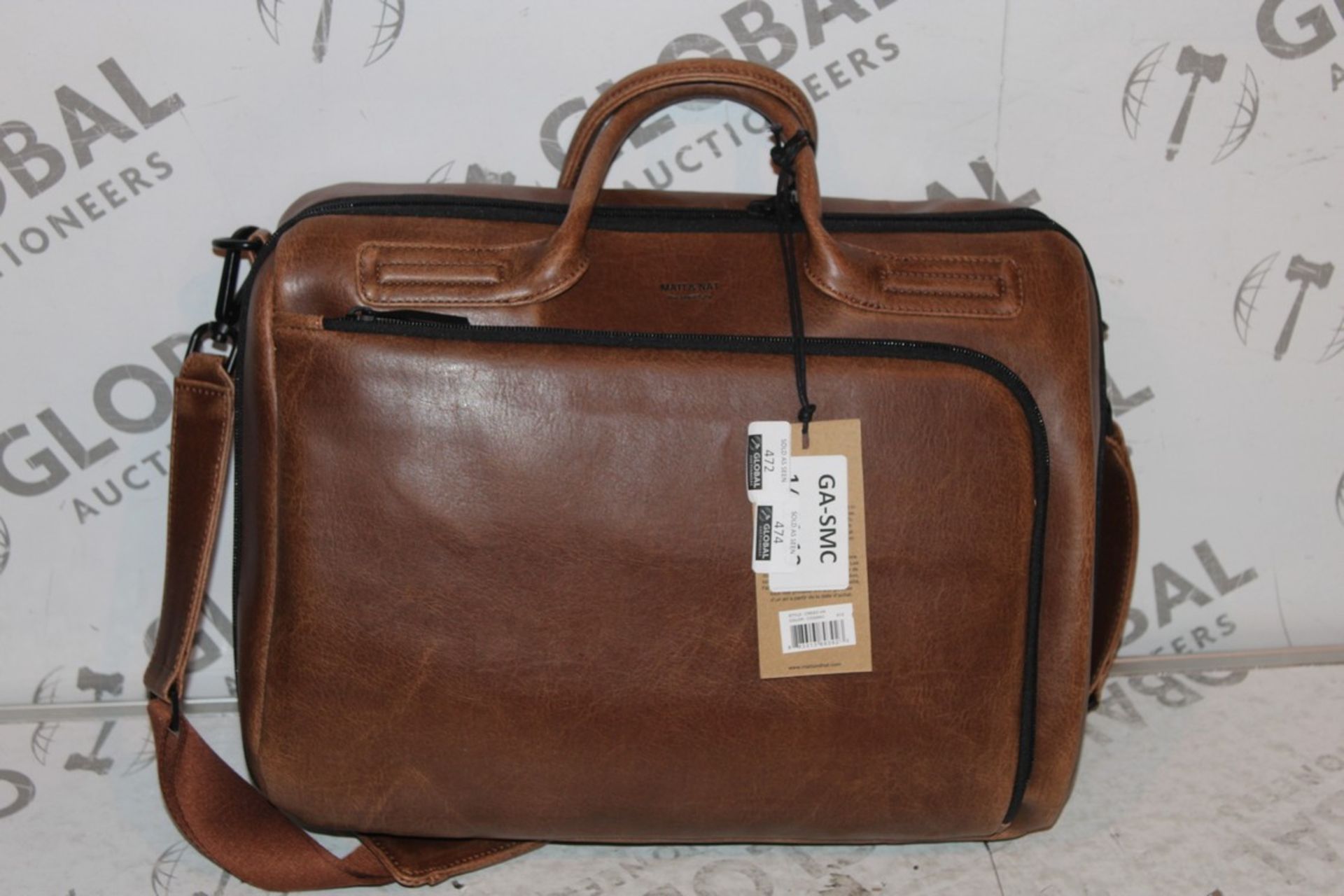 Brand New with Tags Mat and Nat Creed-VN Brown Leather Shoulder Laptop Bag RRP £50