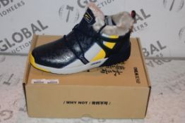 Boxed Brand New Size US10 EU44 One Mix Navy Blue Grey and Yellow Fur Lined Gents Trainers RRP £44.