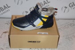 Boxed Brand New Size US9.5 EU43 One Mix Navy Blue Grey and Yellow Fur Lined Gents Trainers RRP £44.