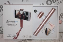 Boxed Cliquefie Rose Gold Selfie Stick RRP £55