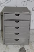 Grey Leather A4 Set of 5 Desktop Drawers RRP £45 (3414562)(Public Viewing and Appraisals Available)