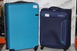 Assorted American Tourister and Qubed Hard and Soft Shell Medium Sized Suitcase RRP £90 - £95