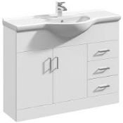 Boxed 1050mm Gloss White 2 Door 3 Draw Vanity Cabinet RRP £200 (15998) (Public Viewing and