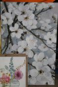 Assorted Wall Art Pictures to Include Large Floral Print Canvas Wall Art Picture, Bluebell Grey