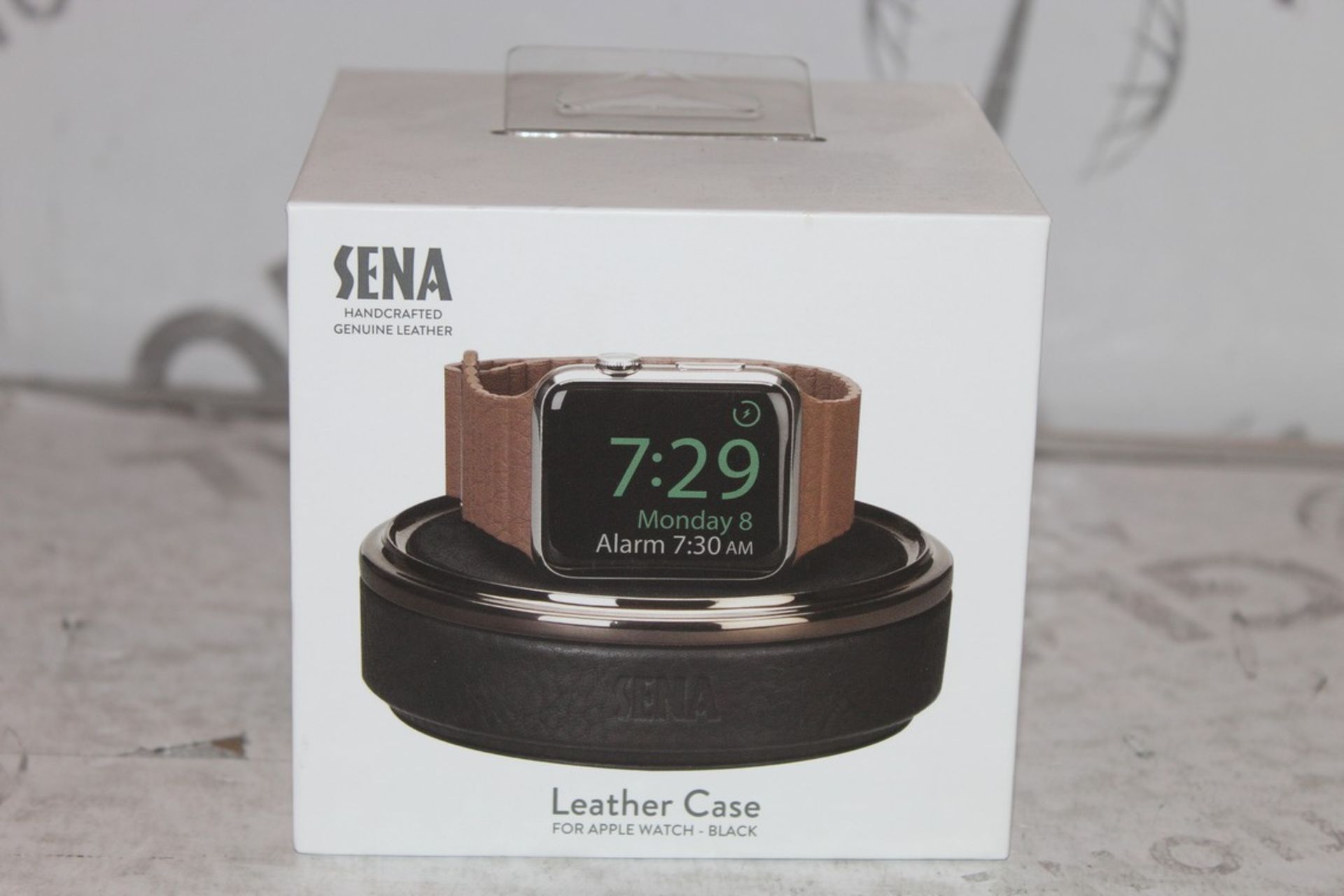 Lot to Contain 12 Boxed Sena Hand Crafted Genuine Leather Black Apple Watch Cases Combined RRP £480