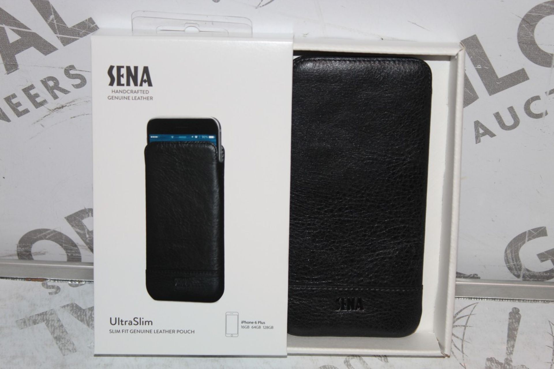Lot to Contain 80 Boxed Brand New Sena Hand Crafted Genuine Leather Iphone 6+ Skinny Leather Pouches