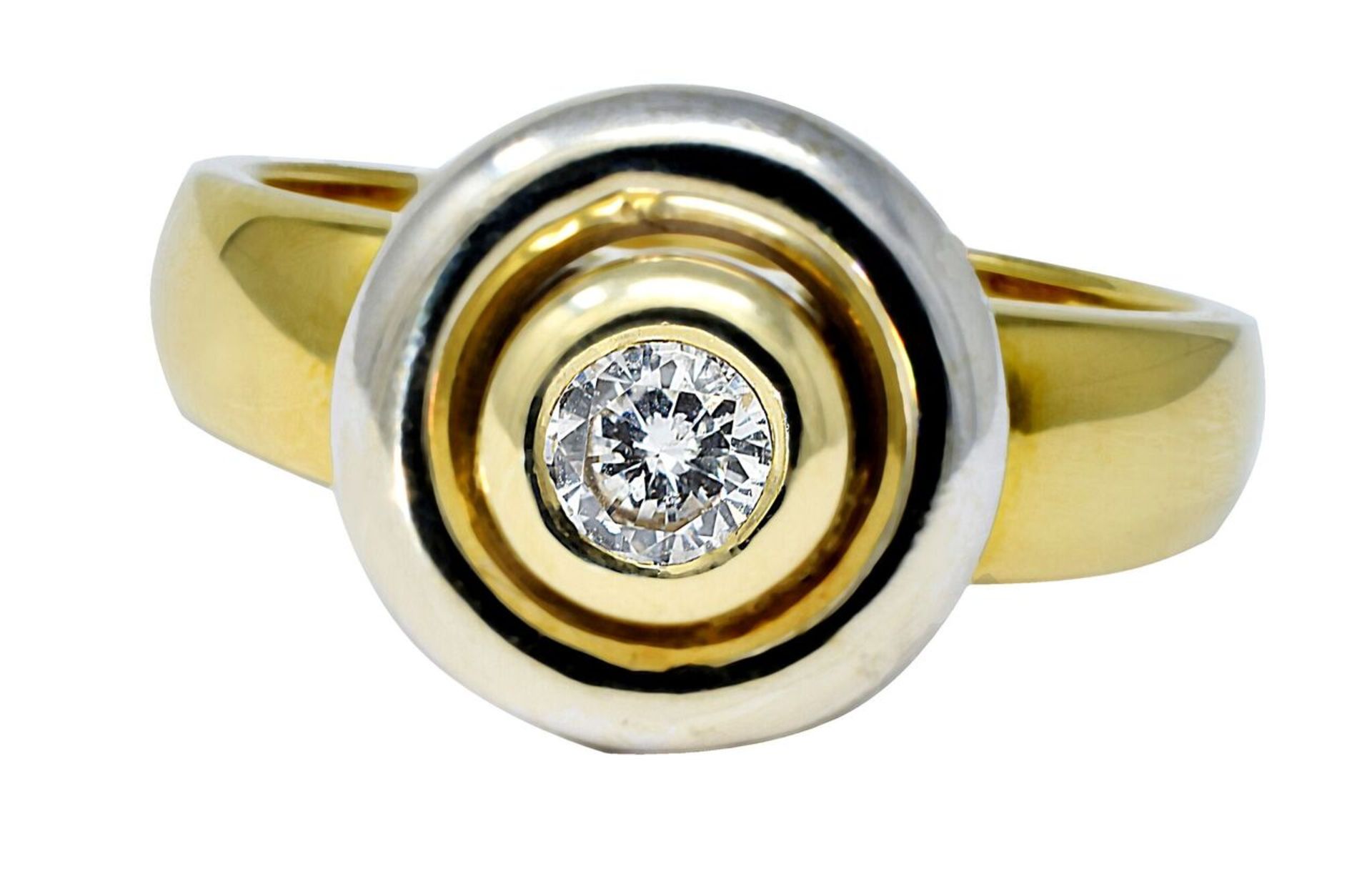 Two Tone Diamond Ring, Metal 9ct Yellow/White Gold, Weight (g) 5.21, Diamond Weight (ct) 0.25,
