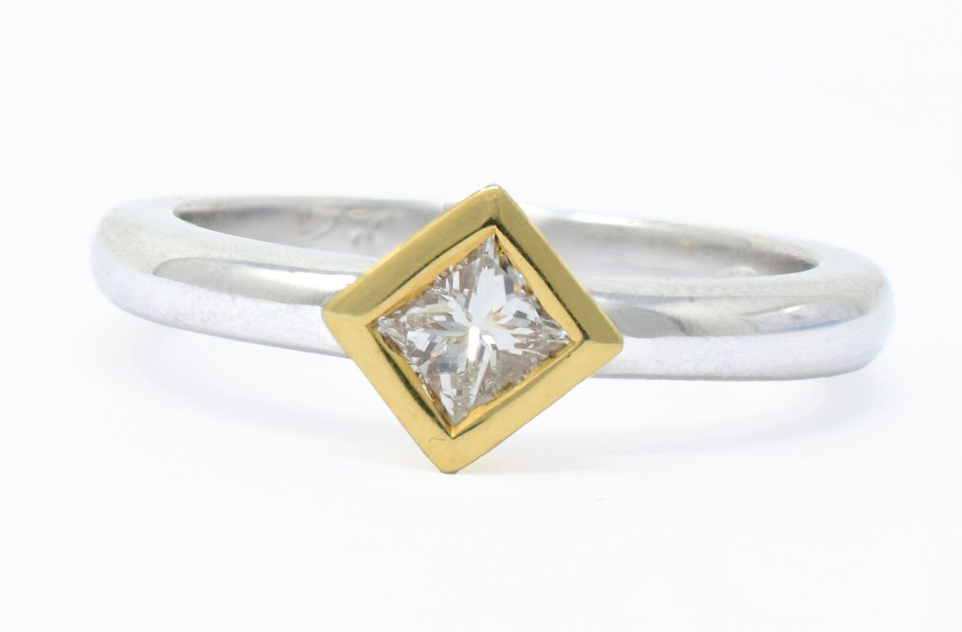 Princess Cut Diamond Ring, Metal 18ct Yellow/White Gold, Weight (g) 5.51, Diamond Weight (ct) 0.