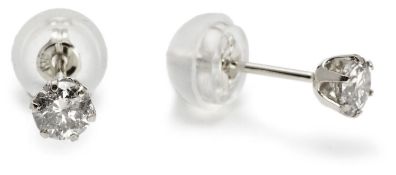 Platinum Diamond Earrings, Metal Platinum 900, Weight (g) 0.37, Diamond Weight (ct) 0.1, Colour I,