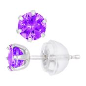 Amethyst Earrings in Platinum, Metal Platinum 900, Weight (g) 0.59, Diamond Weight (ct) 0.2,