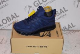 Lot to Contain 2 Boxed Pairs of Navy Blue OneMix Walk On Air Running Trainers in Size US7 Combined