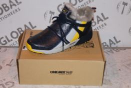 Lot to Contain 3 Brand New Pairs of OneMix Navy Blue, Grey and Yellow Fur Lined Trainers