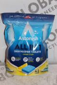 Lot to Contain 8 Brand New Packs of 42 Astonish All in One Dishwasher Lemon Fresh Tablets