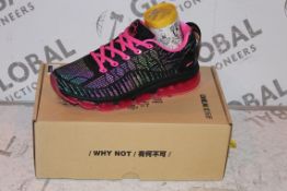 Lot To Contain 2 Boxed Pairs 1Mix Size US 6.5 Ladies Iridescent Running Shoes With Black Mesh