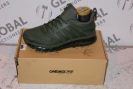 Lot to Contain 2 Boxed Pairs of Khaki OneMix Walk On Air Running Trainers in Size US8.5 Combined RRP