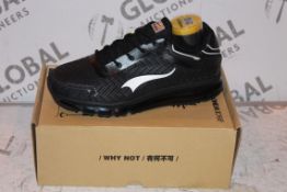 Lot to Contain 2 Boxed Brand New Pairs 1Mix Size US 11 All Black Running Shoes With Silver Detail