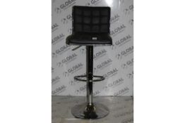 Grey Leather and Chrome Gas Lift Swivel Bar Stool RRP £75 (14671) (Public Viewing and Appraisals