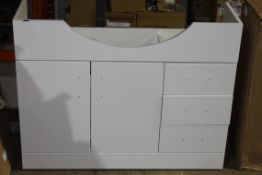 2 Door 3 Draw Gloss White Vanity Cabinet RRP £150 (15998) (Public Viewing and Appraisals Available)