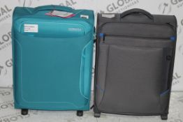 Assorted American Tourister and Qubed Soft Shell Cabin Bags in Grey and Turquoise RRP £50 Each (