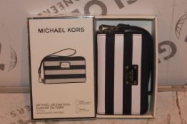 Lot to Contain 12 Boxed Brand New Michael Kors Black and White Essential Zip Wallets with Phone