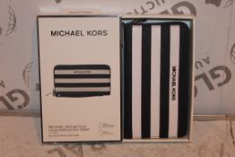 Lot to Contain 15 Brand New Michael Kors Large Multi Function Black and White Stripe Wallets with