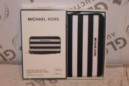 Lot to Contain 10 Brand New Michael Kors Large Multi Function Black and White Stripe Wallets with