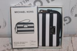 Lot to Contain 10 Boxed Brand New Michael Kors Black and White Essential Zip Wallets with Phone