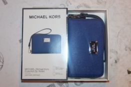 Lot to Contain 5 Boxed Brand New Michael Kors Iphone 4S, 5, 5C and 5S in Sapphire Zip Wallets