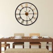 Boxed Grennich Roman Numeral Iron Wall Clock 70 x 70cm RRP £65 (15165) (Public Viewing and