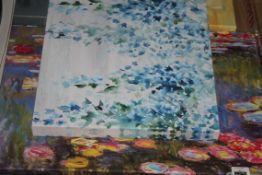 Lot to Contain 3 Assorted Pieces of Wall Art to Include Cool Blue and White Floral Wall Art Picture,