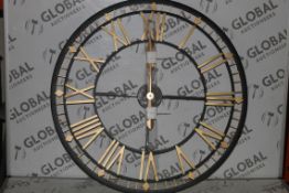 Boxed Premier Interiors Black and Gold Roman Numeral Metal Wall Clock RRP £80 (14789) (Public