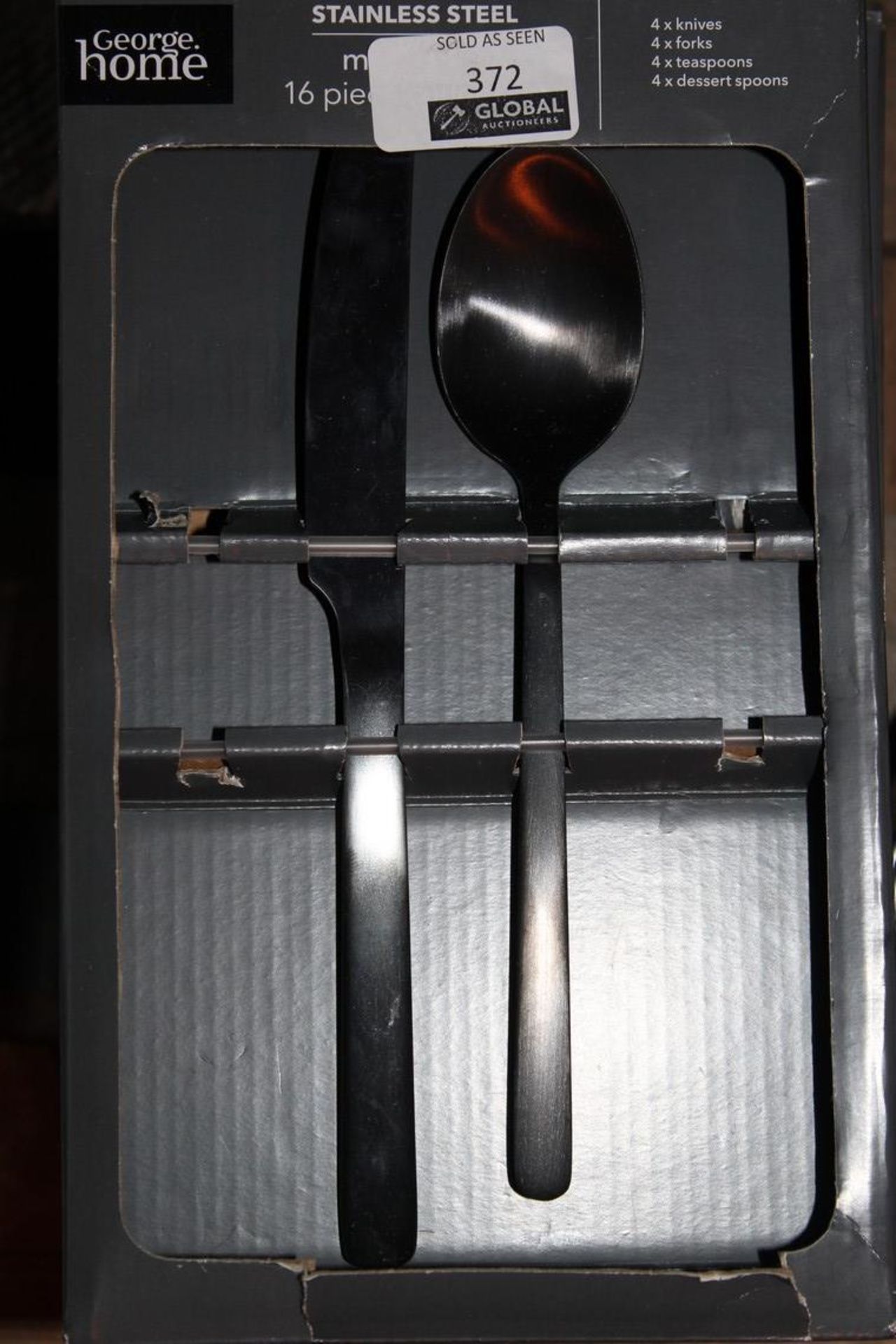 Lot to Contain 6 Assorted Items to Include 16 Piece Iridescent Matt Black Cutlery Set and 3